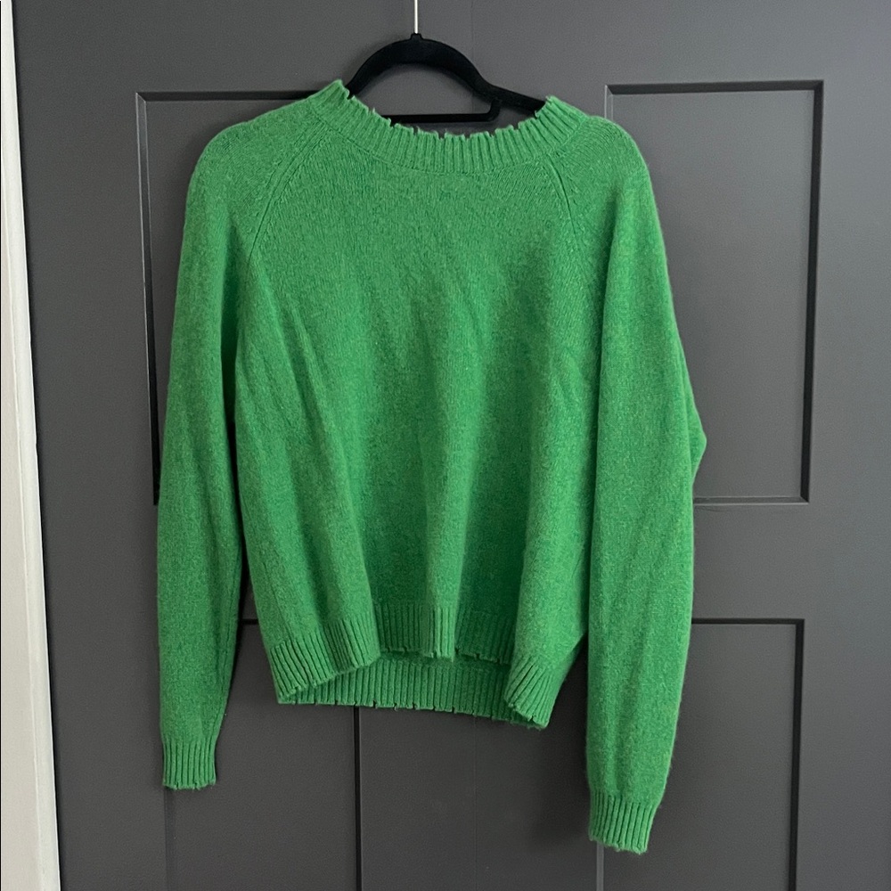 Minnie Rose Distressed Green Women's Sweater